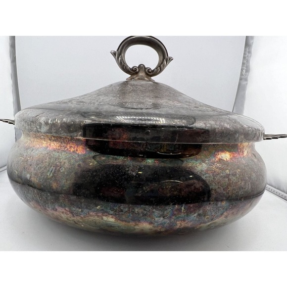 Vintage The Sheffield Silver Co. Silverplate Double Handle Round Casserole Dish - Picture 6 of 13